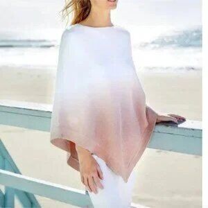 Barefoot Dreams CozyChic Ultra Lite Ocean Breeze Poncho Ombre Rose Mist One Size